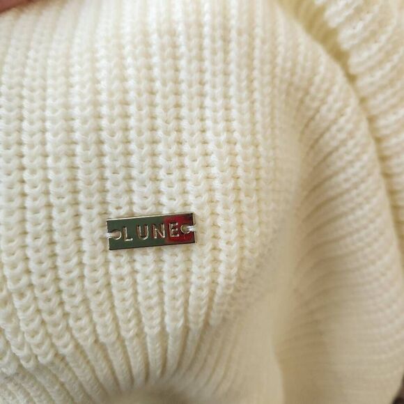 Anthropologie Lune Active Sweater Small Oversized Half Zip Ribbed Ivory Gold - Picture 5 of 5